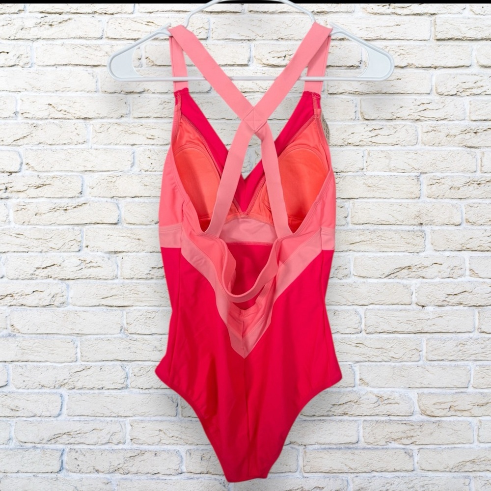 NWT ZeroXposure One Piece Padded Swimwear Size Large Pink and Coral - Picture 3 of 6